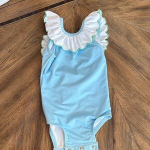 bella bliss Blue and White Kids Swim One Piece